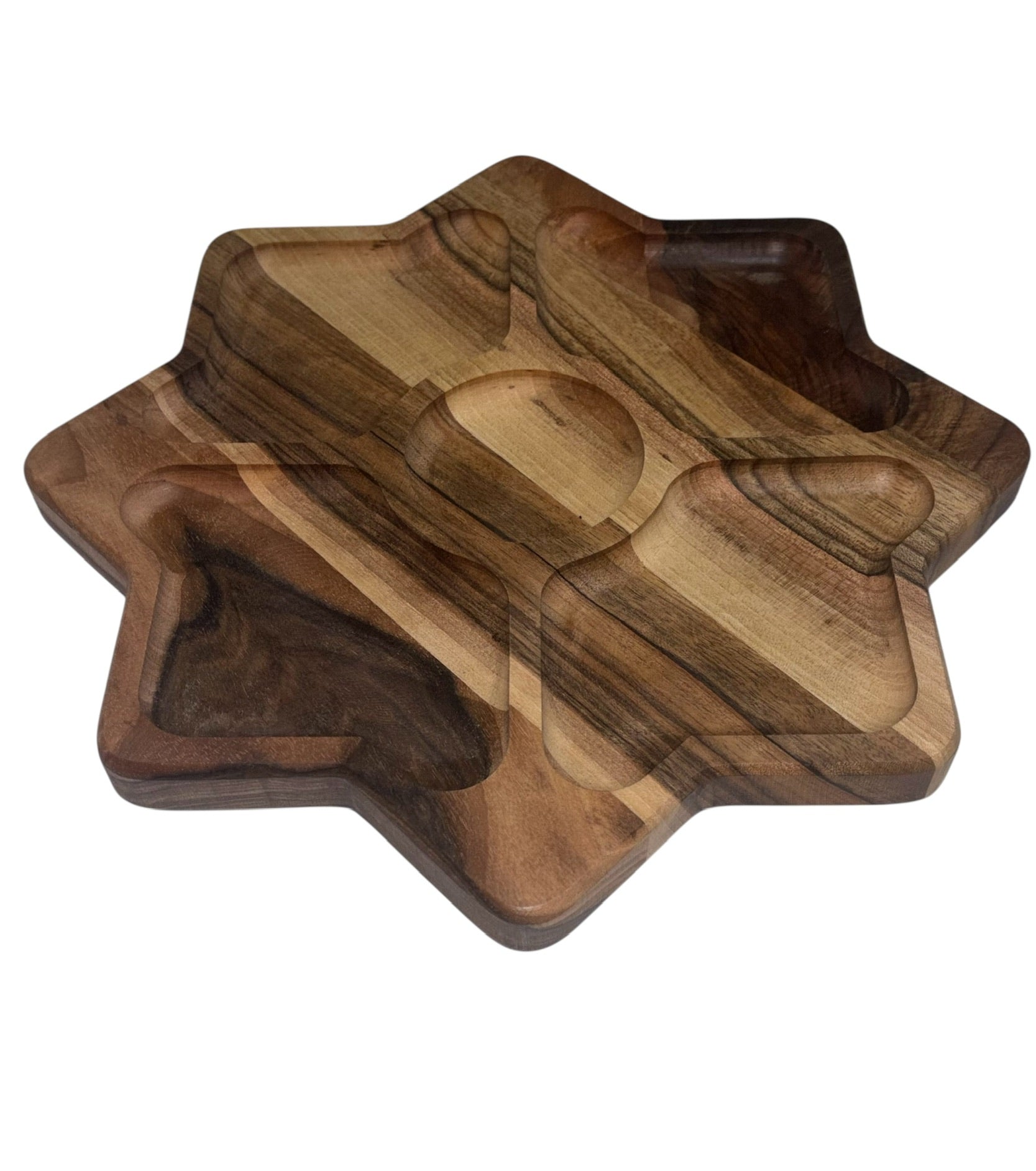 Дървена чиния звезда с пет отделения