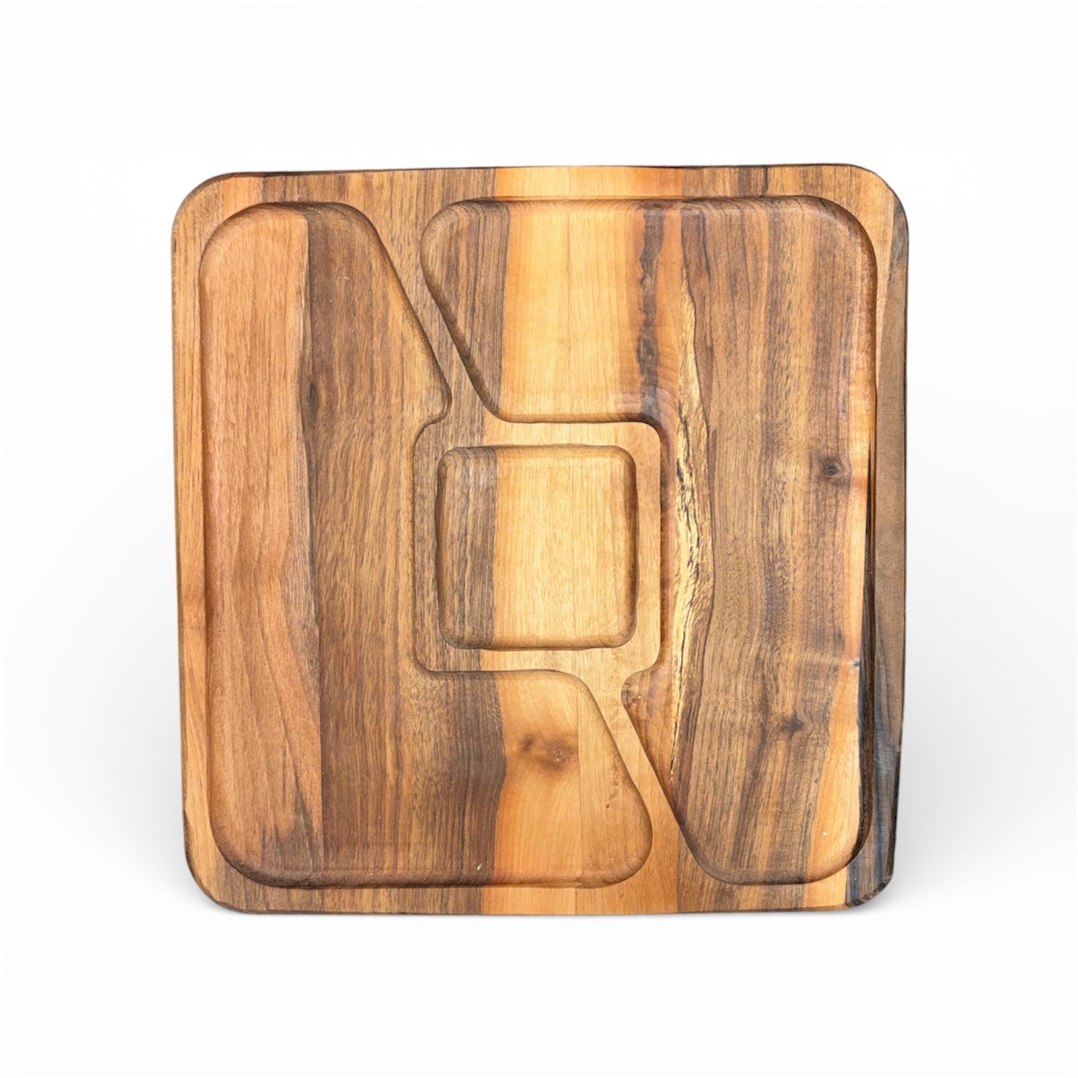 Дървен поднос с отделения „Квадро Орех“