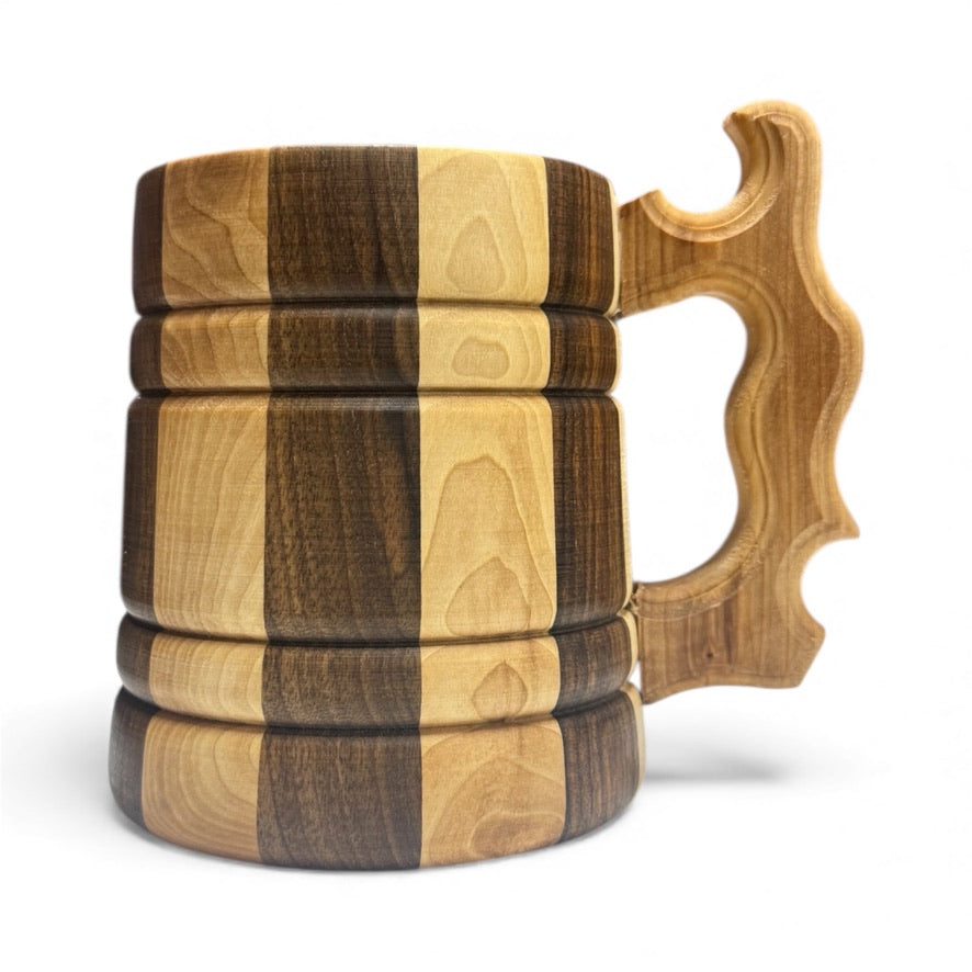 Дървена халба с дръжка – ръчна изработка