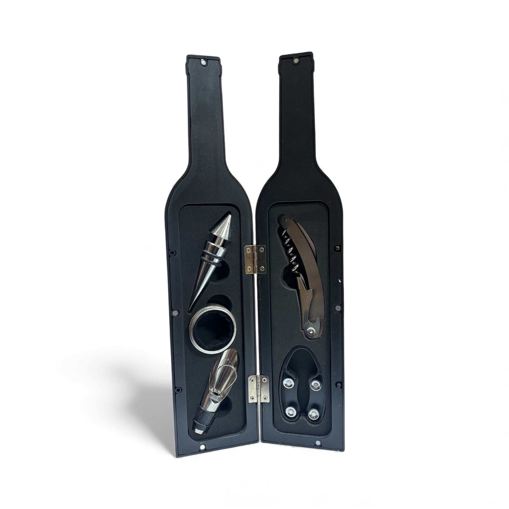 Подаръчен комплект аксесоари за вино във форма на бутилка