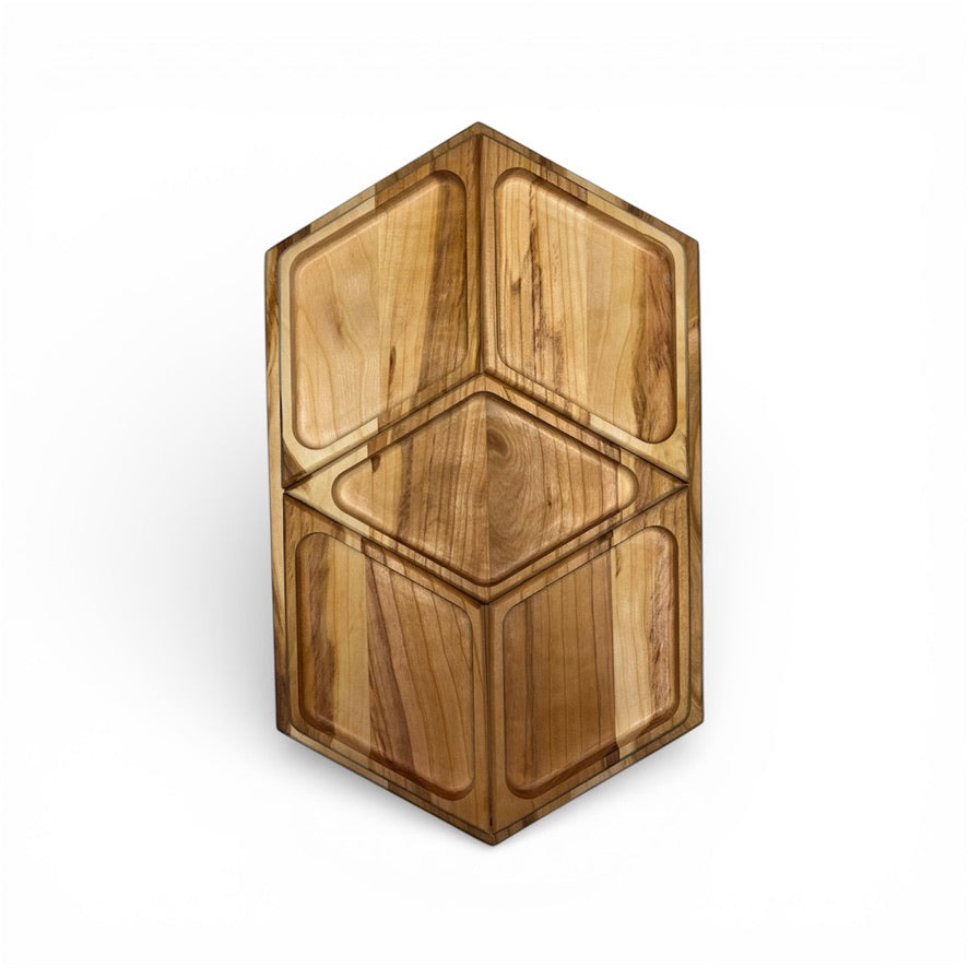 Дървен поднос с отделящи се платa – дъб