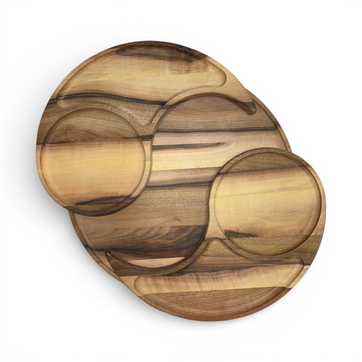 Дървено плато с кръгли отделения