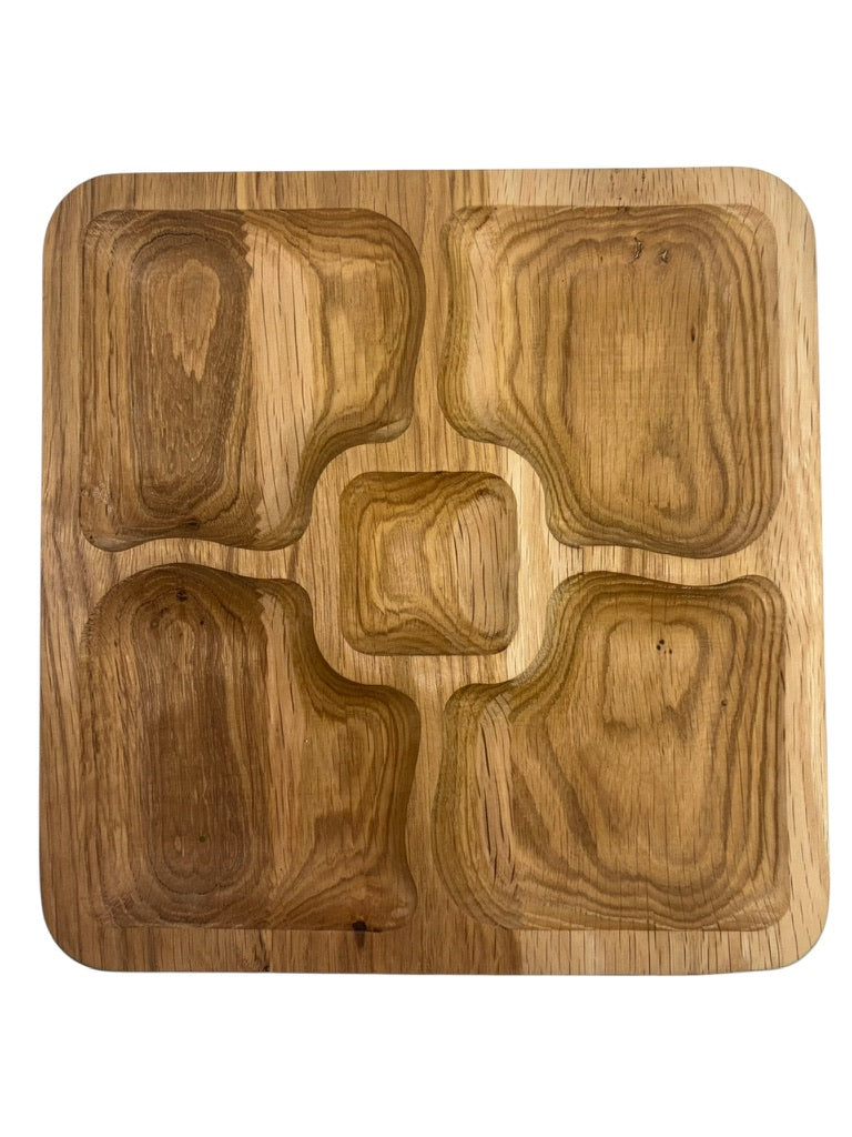 Дървена чиния с пет отделения