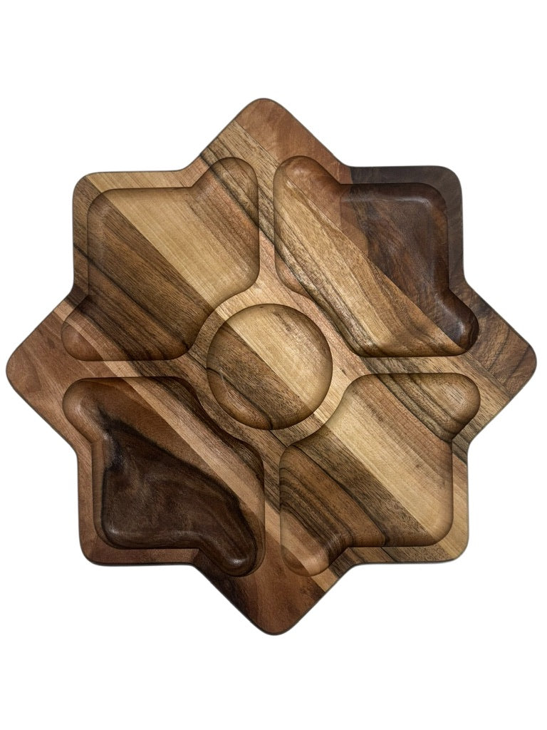 Дървена чиния звезда с пет отделения