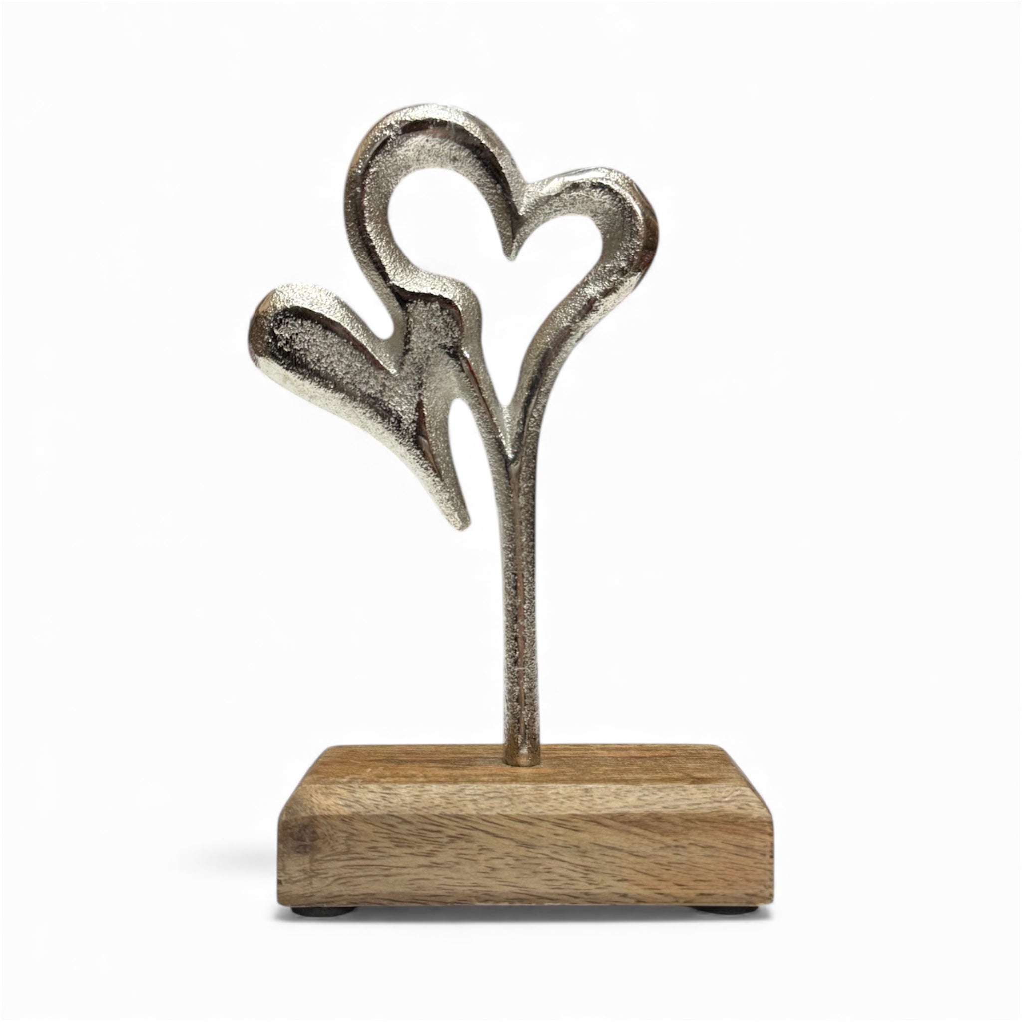 Декоративна фигура – Две сърца върху дървена основа