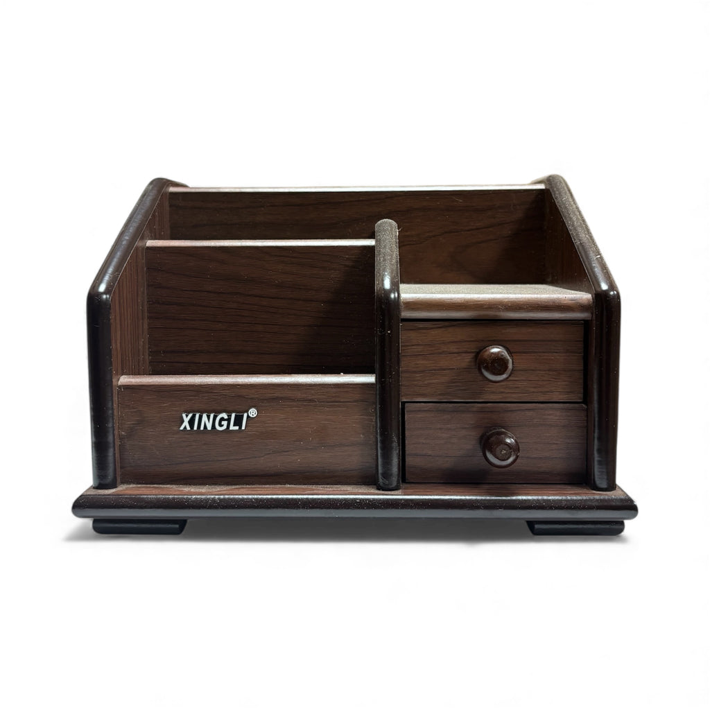 Дървен настолен органайзер с чекмеджета