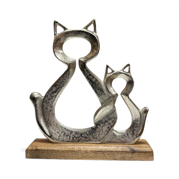 Декоративна фигура – Котки върху дървена основа