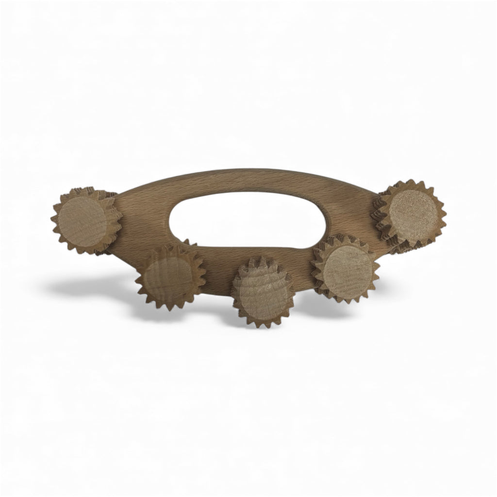 Дървен ръчен масажор с пет ролки