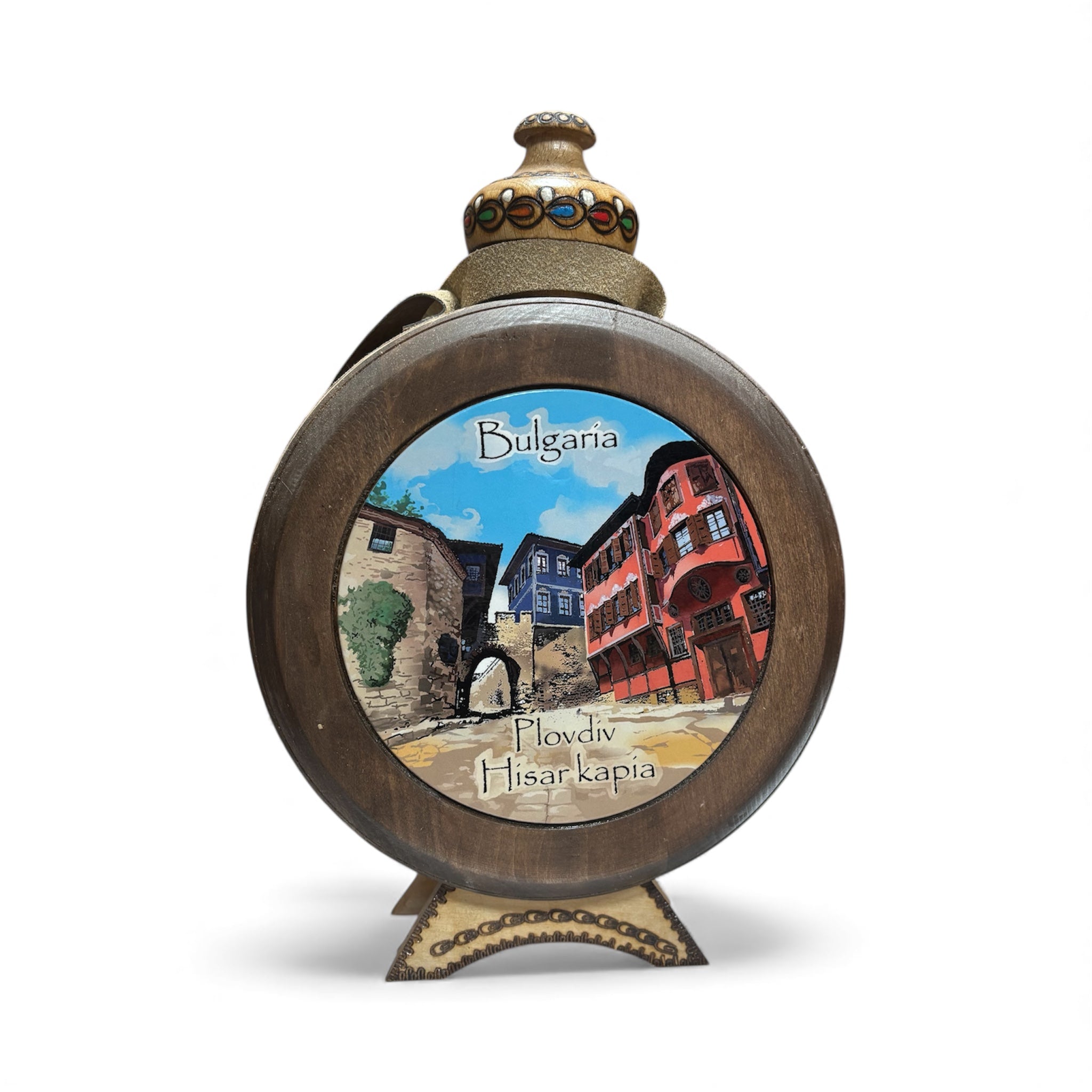 Дървена ръчно изработена бъклица – Plovdiv Landmarks